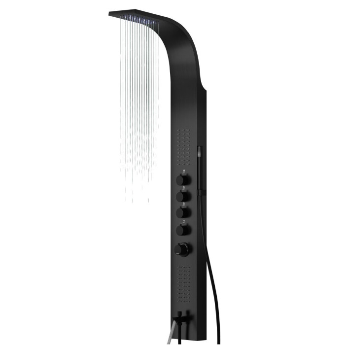 Душевая панель CORSAN SAMSARA BLACK LED с изливом  (S003MBLLEDW)