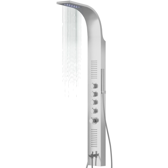 Душевая панель CORSAN SAMSARA INOX LED с изливом  (S003MSLLEDW)