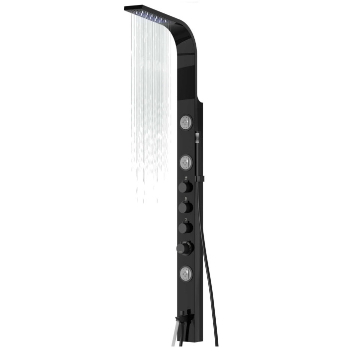 Душевая панель CORSAN SNAKE BLACK LED с изливом (S002MBLLEDW)