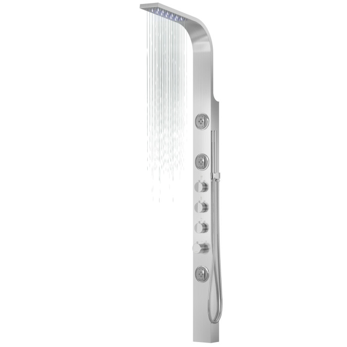 Душевая панель CORSAN SNAKE INOX LED с термостатом (S002TSLLED)