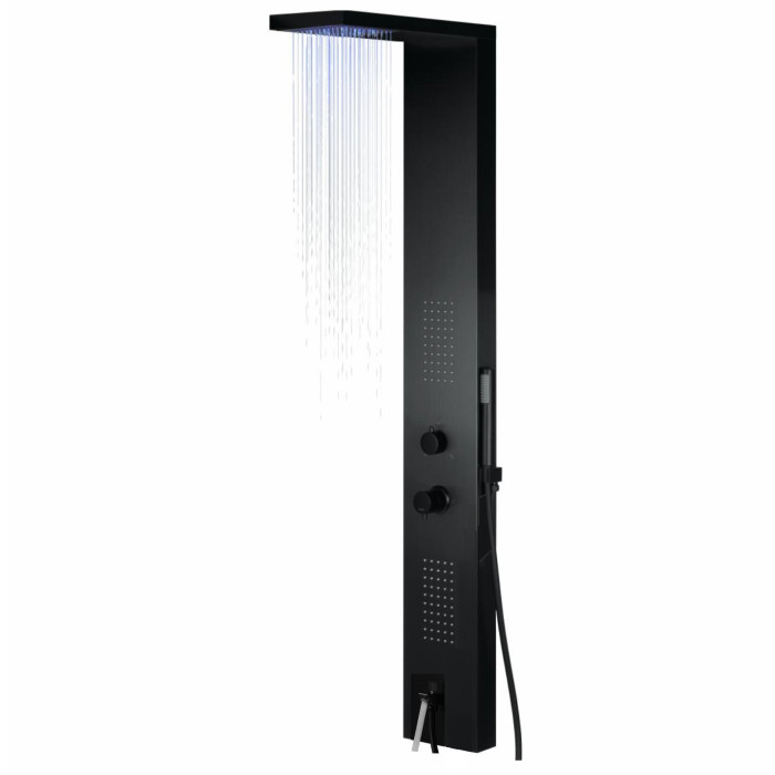 Душевая панель CORSAN TUGELA BLACK LED с изливом (S029MBLLEDW)