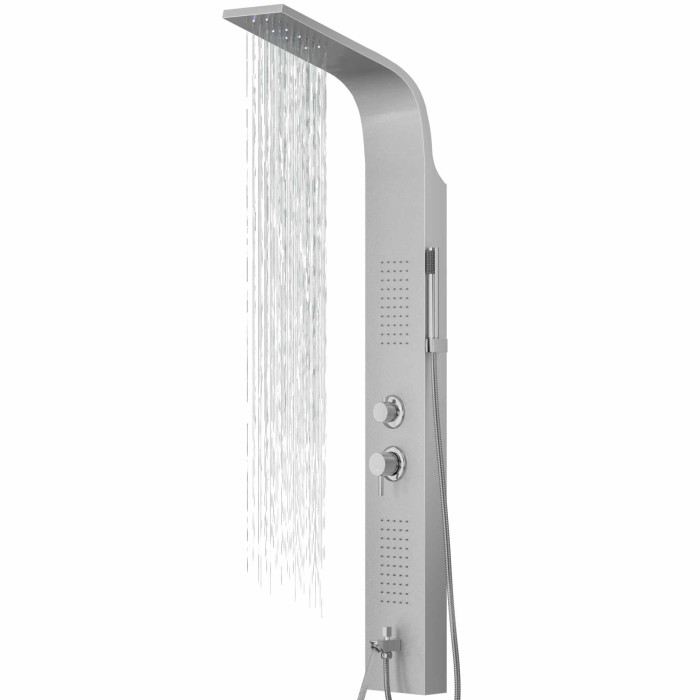 Душевая панель CORSAN ALTO SILVER LED с изливом и термостатом (A017TSLLEDW)