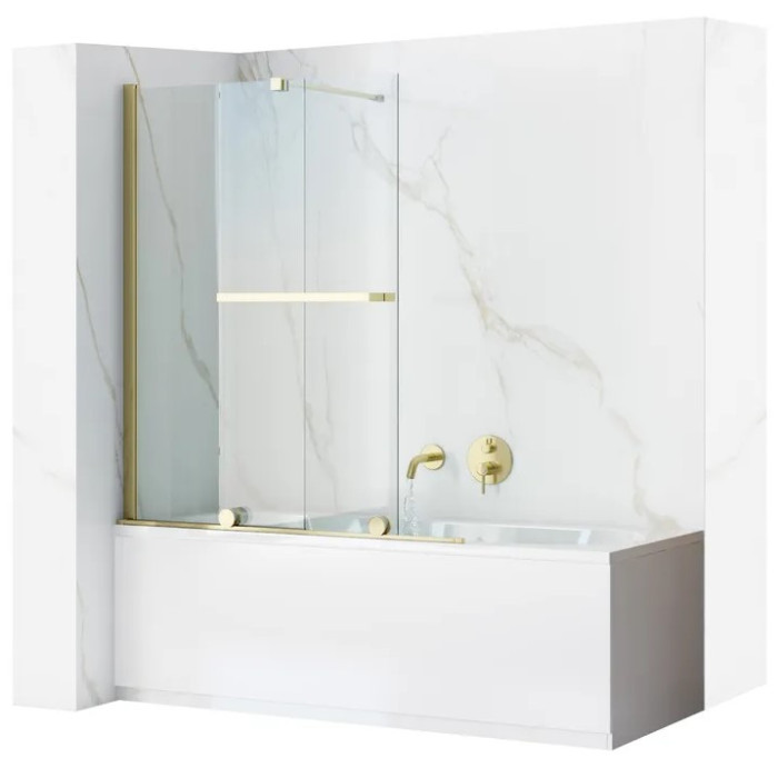 Шторка для ванни REA FABIAN 100 BRUSHED GOLD розсувна (REA-K6527)
