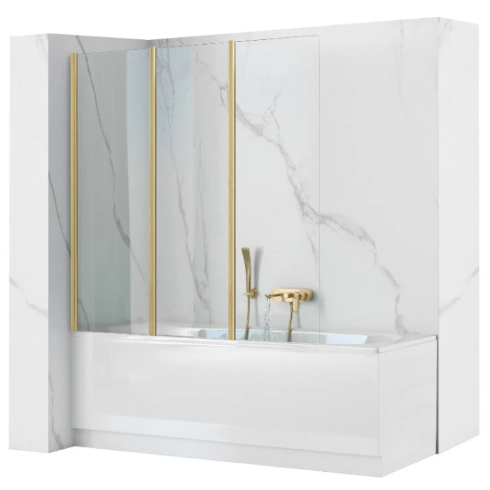 Шторка для ванни REA AGAT-3 120 BRUSHED GOLD складана (REA-W2501)