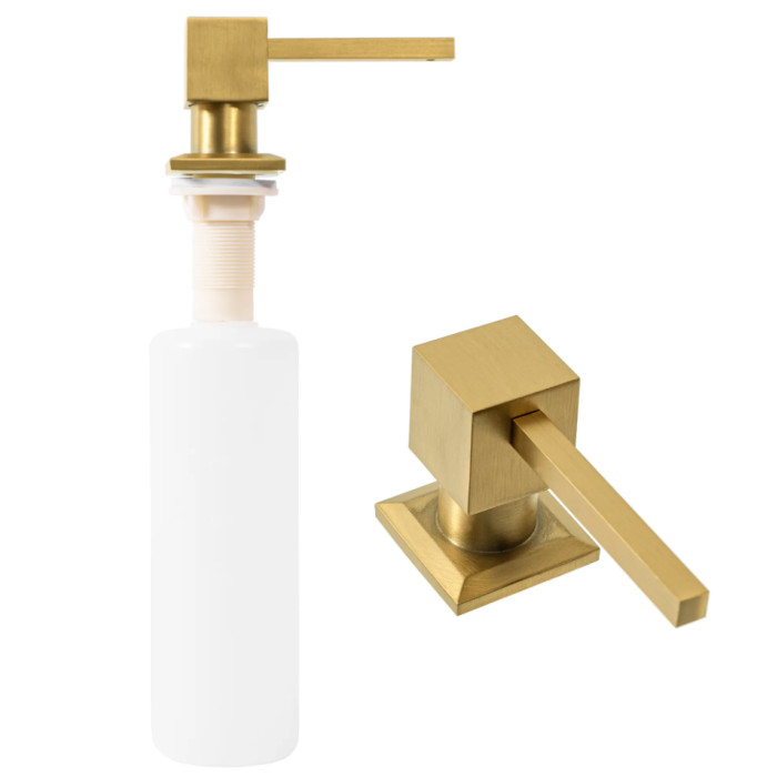 Врізний дозатор для рідини REA BRUSHED GOLD 330мл. квадратний * (BAT-05009)