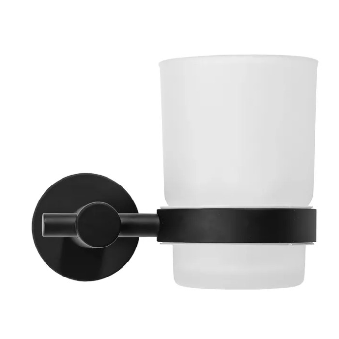 Стакан для зубных щеток REA 322233C BLACK черный  (REA-77094)