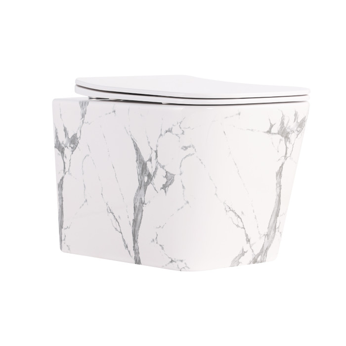 Унітаз підвісний Tern Ultra Quiet 490×365×325 мм, Marble, з сидінням Slim Duroplast / Soft-close / Quick Release QT17332303ASMR Qtap