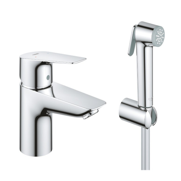 Одноважільний змішувач для раковини Grohe BauEdge New S-Size з гігієнічним душем (23757001)