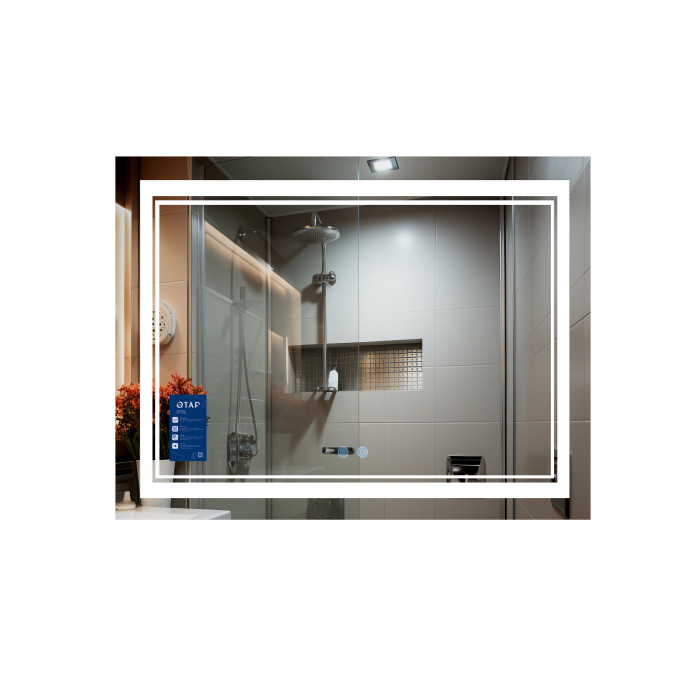 Дзеркало Qtap Cardinal 1000х700 з LED-підсвічуванням Touch, з антизапотіванням, з димером, рег. темп. кольору (3000-6500K) QT0478C10070 (SD00052326)