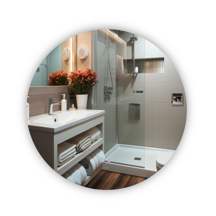 Дзеркало Qtap Taurus R600 з LED-підсвічуванням Touch, з антизапотіванням, з димером, рег. темп. кольору (3000-6500K) QT2478R607 (SD00052314)
