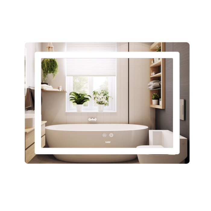 Дзеркало Lidz Kubis (KU2) 900х700 з LED-підсвічуванням Touch, з антизапотіванням, з димером, рег. яскравості LD78LF904907048452 (SD00054576)