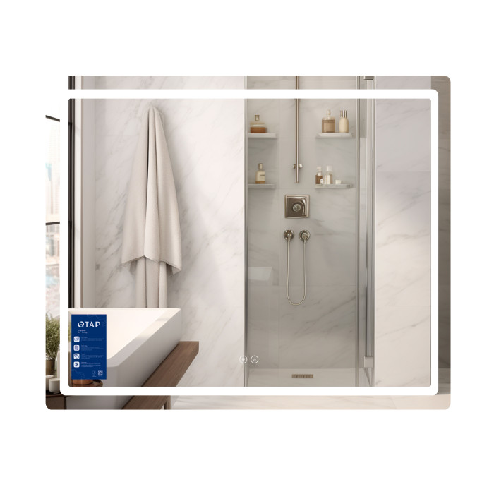 Дзеркало Qtap Mideya (MI2) 900х700 з LED-підсвічуванням Touch, з антизапотіванням, з димером, рег. яскравості QT2078NCF9070 (SD00054604)