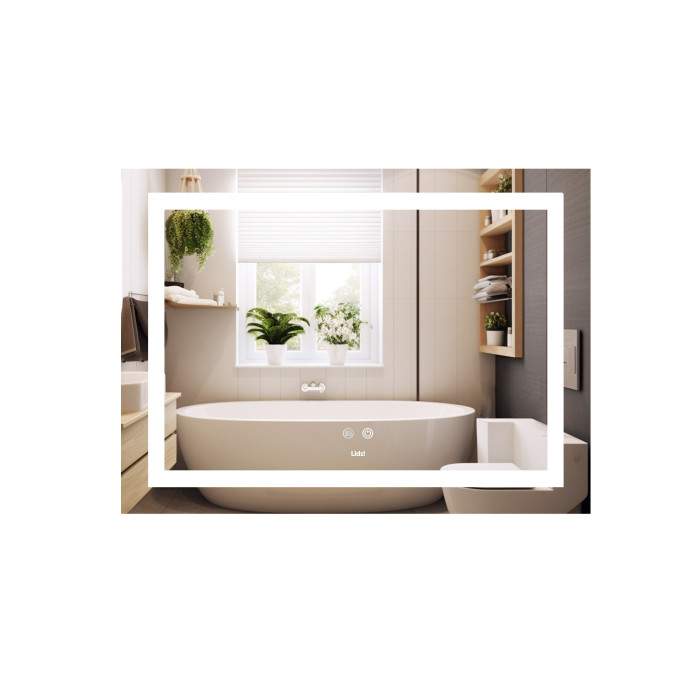 Дзеркало Lidz Kubis (KU1) 700х500 з LED-підсвічуванням Touch, з антизапотіванням, з димером, рег. яскравості LD78LF90448485 (SD00054609)