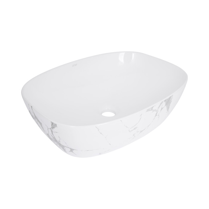 Раковина накладна Qtap Robin 500х380х140 мм, Marble, прямокутна, з донним клапаном QT04116302MR