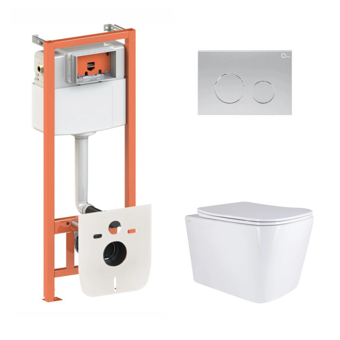 Готове рішення Qtap для ванної кімнати: підвісний унітаз Tern Ultra Quiet 525x345x360 + комплект інсталяції Nest 4 в 1 (кругла клавіша Satin) (SD00053633)