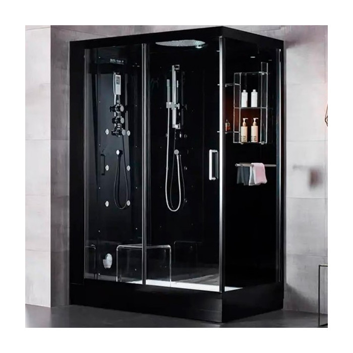 Гидромассажный паровой бокс GOLSTON G-U692BB черный 1200х850х2230 мм левосторонний, дверь раздвижная (GU692124R)
