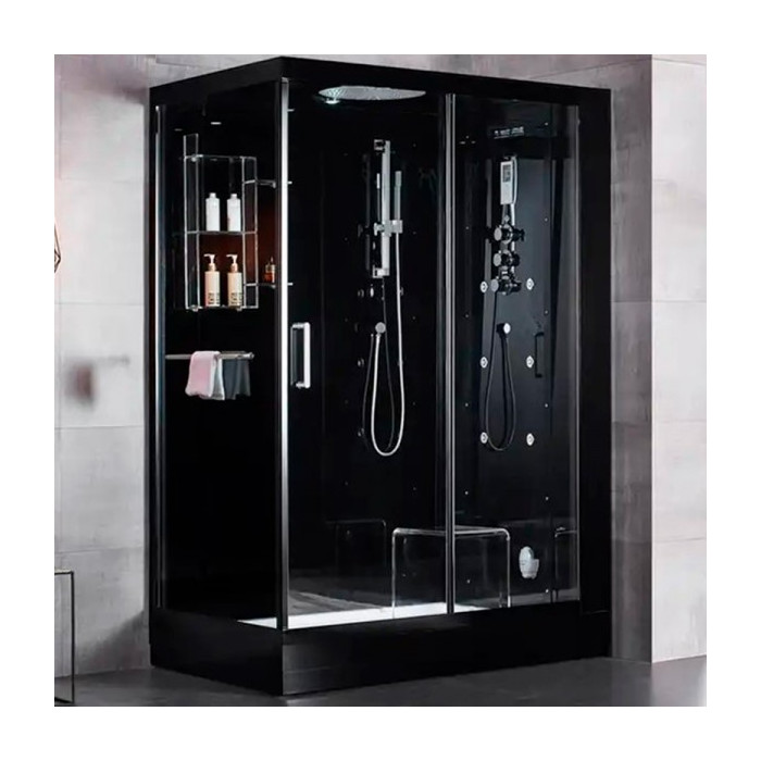 Гидромассажный паровой бокс GOLSTON G-U692BB черный 1200х850х2230 мм правосторонний, дверь раздвижная (GU692125R)