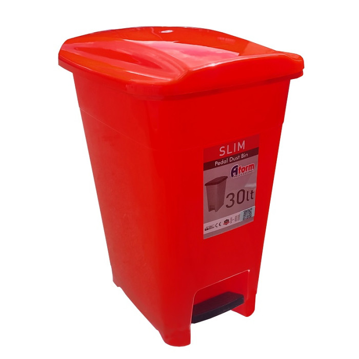 Корзина для сміття з педаллю Afacan Plastik SLIM червоний пластик, 30 л SPK-30 104