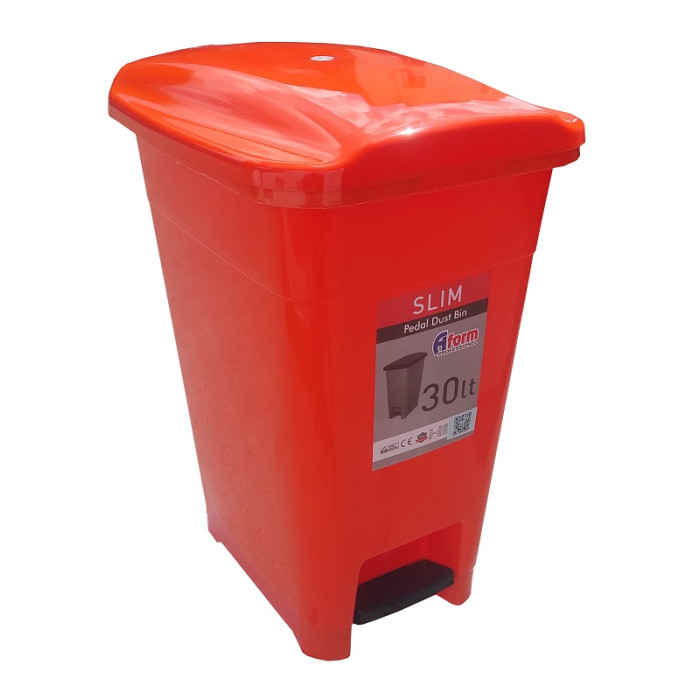 Корзина для мусора с педалью Afacan Plastik SLIM оранжевый пластик, 30 л SPK-30 110
