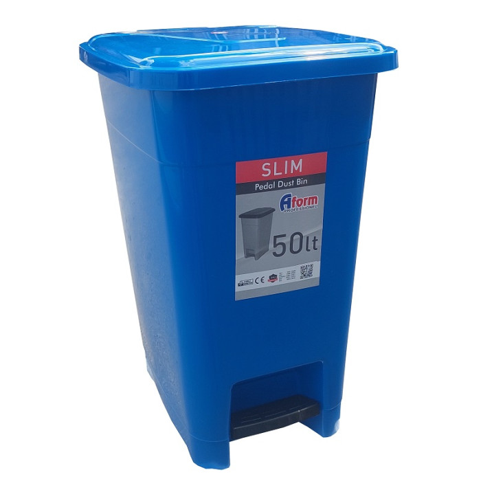 Корзина для сміття з педаллю Afacan Plastik SLIM синій пластик, 50 л SPK-50 107