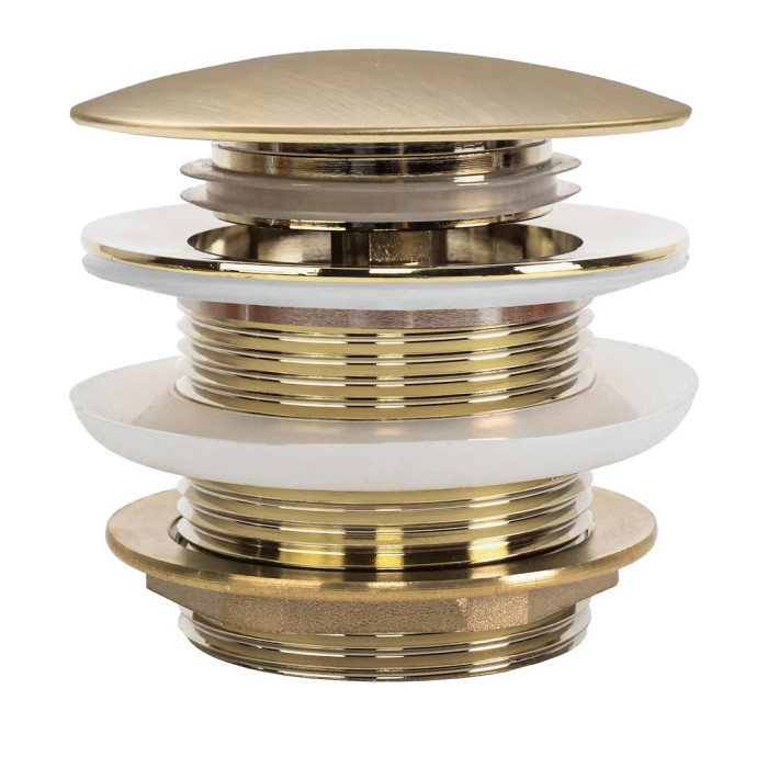 Донный клапан для ванны VBI BRUSHED GOLD click-clack универсальный (VBI-059001BG)