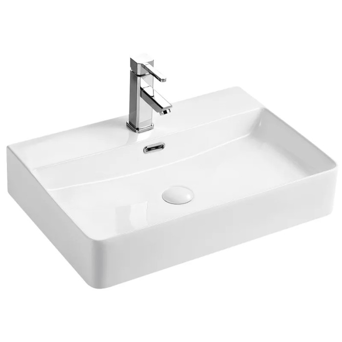 Раковина подвесная-накладная MIXXUS PREMIUM QUADRO-0204 600х420х130mm (отверстие под смеситель, перелив) (MP6719)