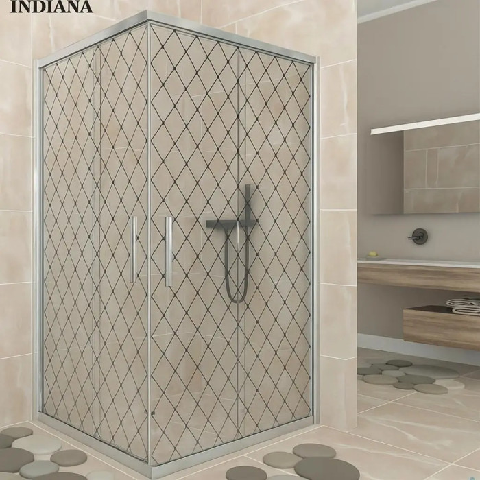 Душова кабіна Aquanil INDIANA ромбіком з хром профілем Diamante 100х100х190 см (INDIANA100Diamante chrome)