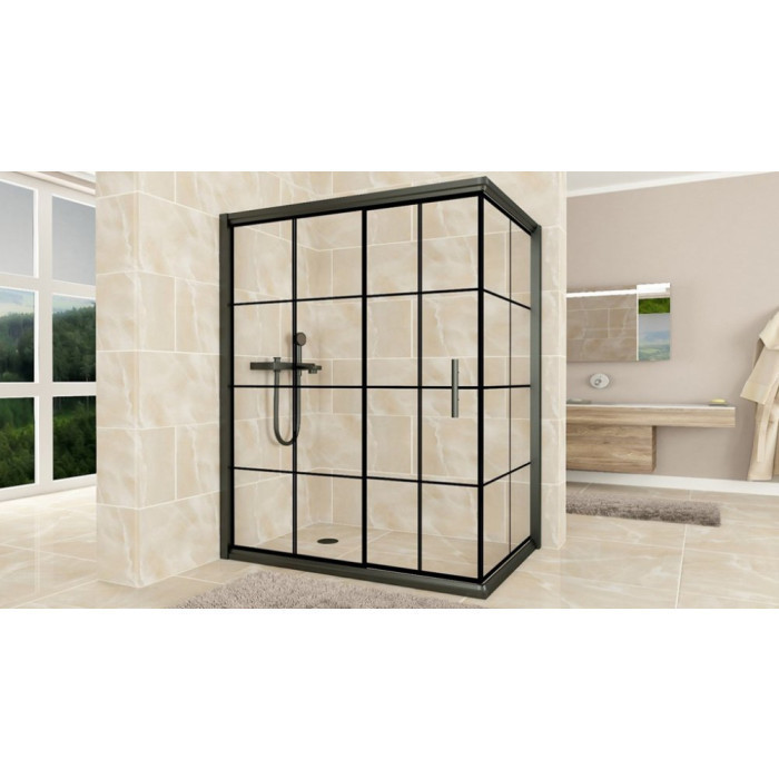 Душова кабіна Aquanil MINNESOTA в клітину 110х80х190 см Black Line (MINNESOTA110x80BLACKLINE)