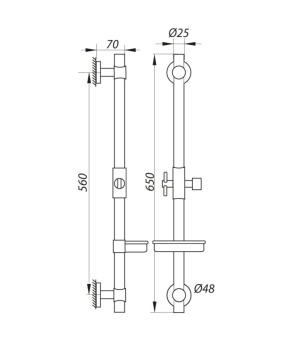Стійка для душу ZERIX L1106 з мильницею (без шланга та лійки) (LL1758)