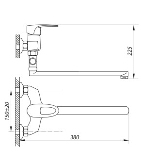 Змішувач для ванни Zerix EDL 180 (ZX0030)