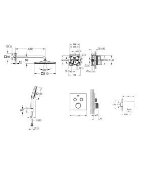 Душова система прихованого монтажу з термостатом Grohe Grohtherm SmartControl (UA26405SC1)