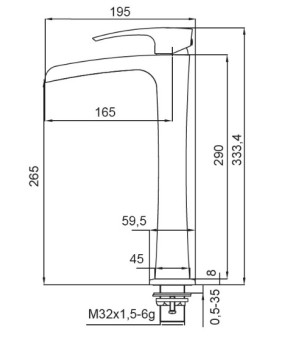 Змішувач для умивальника Koer KB-15007-04 високий водоспад (Хром+Білий) (KR5156)