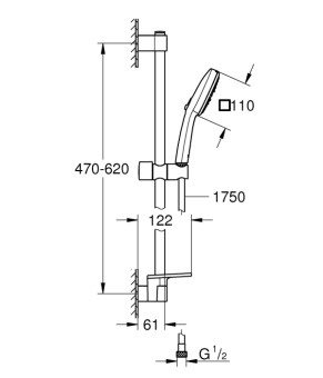Набір для душу Grohe Tempesta Cube 110, 3 режими, з поличкою (27576003)