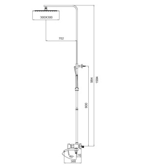 Душевая колонна Koer KB-56007-05 с смесителем (Черный матовый) (KR3461)