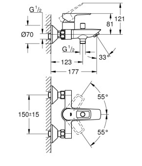 Набір змішувачів для ванни 3в1 Grohe BauLoop (UA123215M1)