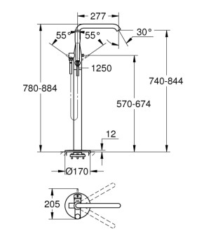 Змішувач для ванни підлоговий Grohe Essence 25248KF1 (чорний матовий) (25248KF1)