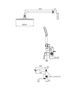Встроенная душевая система Koer KB-64008-01 с смесителем, хром (KR3476)