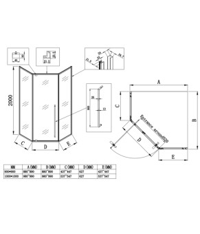 Душова кабіна Koer SR SC06-90x90x200 без піддону, скло Easy Clean 8мм, хром (KR5364)