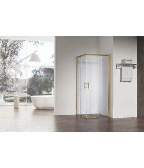 Душова кабіна без піддону Koer SR SC03-90x90x200-TR-12 прозоре скло Easy Clean 6мм, матове золото (