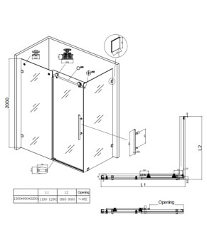 Душова кабіна без піддону Koer SR SC07-120x90x200-TR-01 прозоре скло Easy Clean 8мм, хром (KR5370)