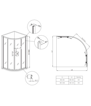 Душевая кабина Koer SR SC04-90x90x195-TR-01 без поддона, прозрачное стекло Easy Clean 5мм, хром (KR5360)