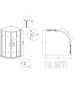 Душова кабіна Koer SR SC04-90x90x195-TR-07 прозоре скло Easy Clean графіт (KR5362)