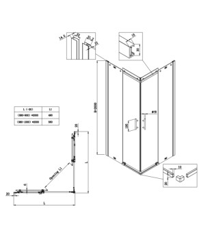 Душевая кабина Koer SR SC03 без поддона 90x90x200см, прозрачное стекло, графит (KR5359)