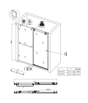 Двери в нишу Koer SR SD06 140x220см прозрачное стекло Easy Clean 8мм, хром (KR5368)