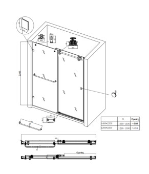 Двери в нишу Koer SR SD06 140x220 графит, прозрачное стекло Easy Clean 8мм (KR5369)