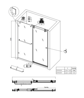 Двері в нішу Koer SR SD06-120x220-TR-01 прозоре скло Easy Clean 8мм, хром (KR5367)