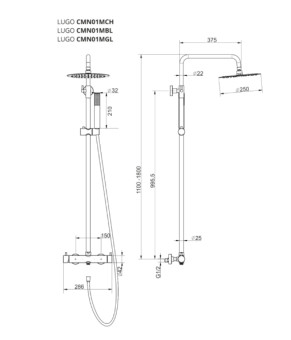 Душевой гарнитур CORSAN LUGO GOLD CMN01MGL