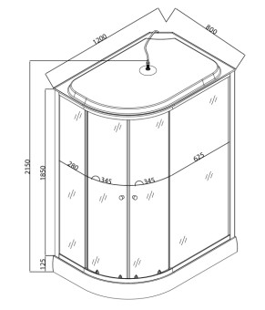 Душевой бокс Mixxus WAVE SB02-120x80x215-R-FB SATIN, низкий поддон, без гидромассажа (MI6893)