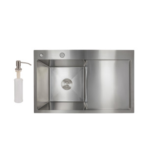 Кухонная мойка Lidz Handmade H7849R Интегрированная правое крыло (LDH7849BRUR45591) Brushed Steel 3.0/1.0 мм