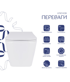 Унітаз підвісний Qtap Tern із сидінням Soft-close QT17332303ASW